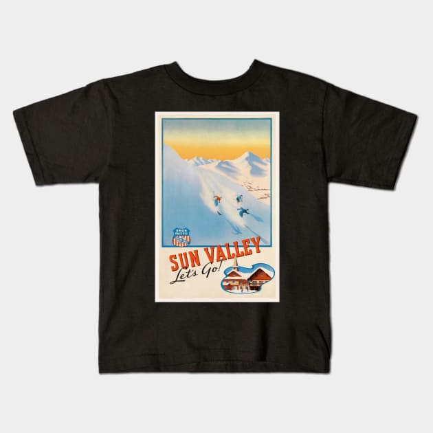 Sun Valley Idaho Vintage Ski Poster Kids T-Shirt by ROEDERcraft